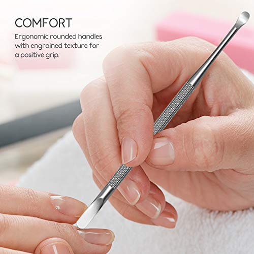 Professional Cuticle Pusher and Spoon Nail Cleaner | Dual Sided Stainless Ste...