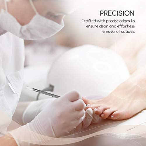 Professional Cuticle Pusher and Spoon Nail Cleaner | Dual Sided Stainless Ste...