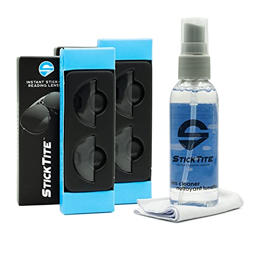 StickTite 2-Pack Bundle –Stick-on Bifocal Lens, 1 - 2 oz. Bottle Lens Cleaner...