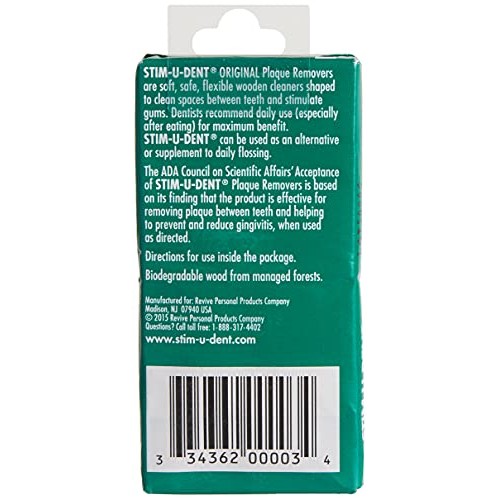 Stim-U-Dent Mint Plaque Removers, 4 Pack of 25 (Value Pack of 4)