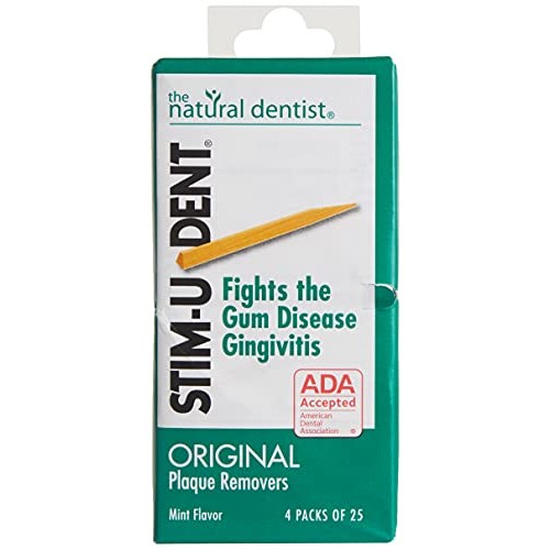 Stim-U-Dent Mint Plaque Removers, 4 Pack of 25 (Value Pack of 4)