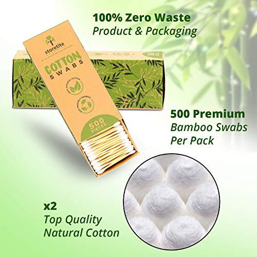 Storetite Organics, Biodegradable Bamboo Cotton Swabs - Buds for Ear Cleaning...
