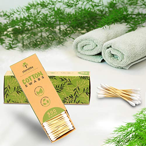 Storetite Organics, Biodegradable Bamboo Cotton Swabs - Buds for Ear Cleaning...