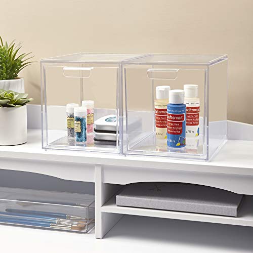 STORi Audrey Stackable Cosmetic Organizer Drawers 6-3/4" Tall | set of 2 Clear
