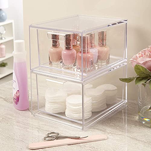 STORi Audrey Stackable Cosmetic Organizer Drawers | Set of 2 | Clear | 4.5-In...