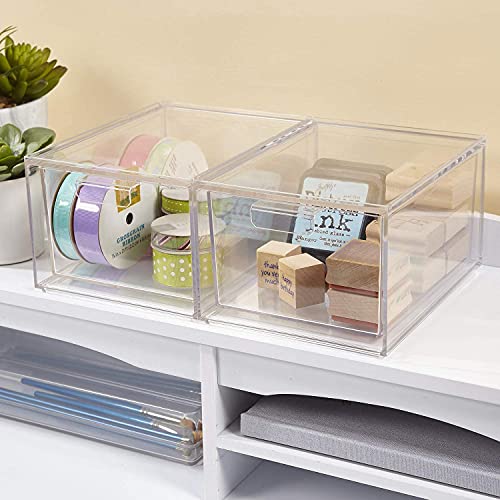 STORi Audrey Stackable Cosmetic Organizer Drawers | Set of 2 | Clear | 4.5-In...