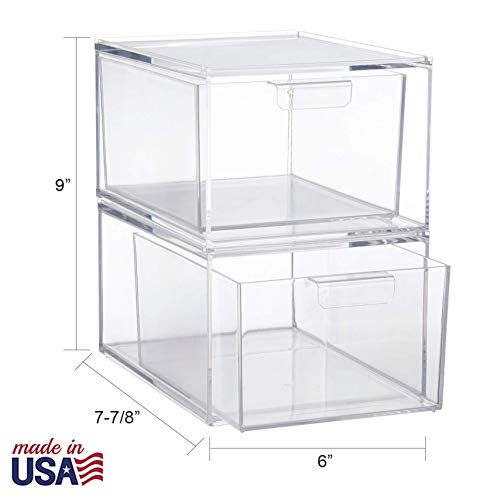 STORi Audrey Stackable Cosmetic Organizer Drawers | Set of 2 | Clear | 4.5-In...