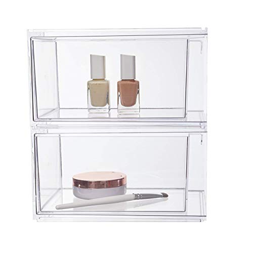STORi Audrey Stackable Cosmetic Organizer Drawers | Set of 2 | Clear | 4.5-In...