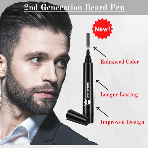 4-Tip Beard Pencil Filler for Men (2 pack), Updated Beard Filling Pen Kit wit...