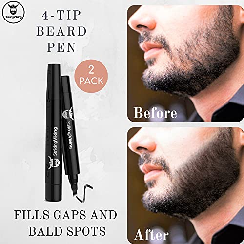 4-Tip Beard Pencil Filler for Men (2 pack), Updated Beard Filling Pen Kit wit...
