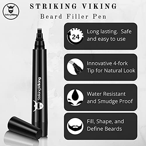 4-Tip Beard Pencil Filler for Men (2 pack), Updated Beard Filling Pen Kit wit...