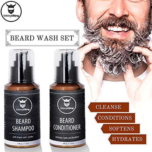 Beard Shampoo and Conditioner for Men, Striking Viking Beard Wash Set Cleanse...