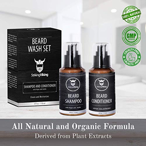 Beard Shampoo and Conditioner for Men, Striking Viking Beard Wash Set Cleanse...