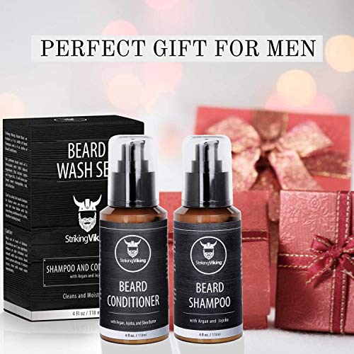 Beard Shampoo and Conditioner for Men, Striking Viking Beard Wash Set Cleanse...