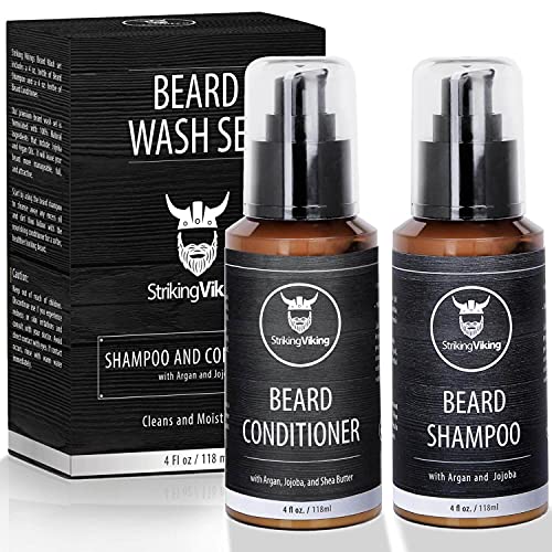 Beard Shampoo and Conditioner for Men, Striking Viking Beard Wash Set Cleanse...