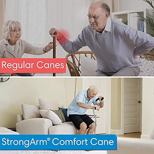 StrongArm Comfort Cane Self Standing Lightweight Adjustable Walking Cane + St...