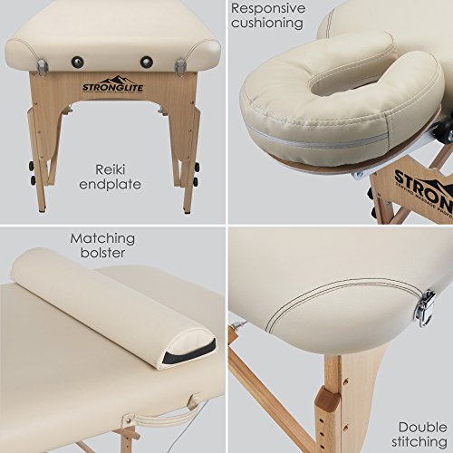 STRONGLITE Portable Massage Table Olympia - Double Knobs, Package w/ Adjustab...
