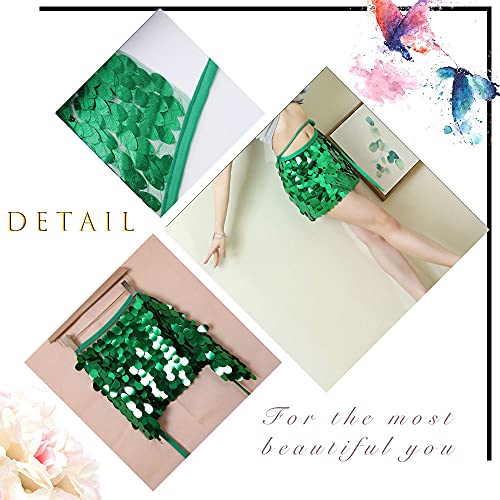 Sttiafay Belly Dance Sequin Skirt Mermaid Hip Scarf Wrap Mini Skirt Rave Cost...