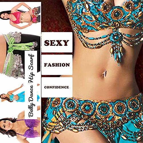 Sttiafay Belly Dance Sequin Skirt Mermaid Hip Scarf Wrap Mini Skirt Rave Cost...