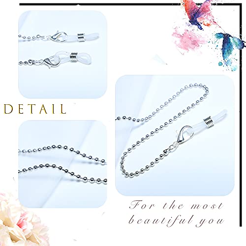 Sttiafay Silver Beaded Eyeglass Chains Sunglass Eyewear Strap Holder Non-slip...