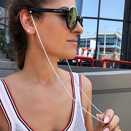 Sttiafay Silver Beaded Eyeglass Chains Sunglass Eyewear Strap Holder Non-slip...