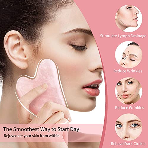 Gua Sha Massage Tool, Real Jade Rose Quartz Gua Sha Stone, Natural Jade Face ...