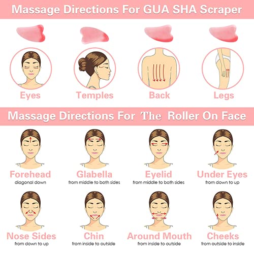 Gua Sha Massage Tool, Real Jade Rose Quartz Gua Sha Stone, Natural Jade Face ...