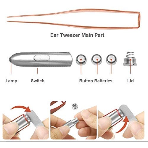 2 Pack Ear Wax Removal Tools with Light - Earpick Cleaning Kit for Humans, Ea...