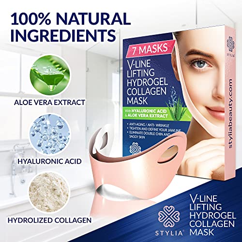 7 Piece V Line Shaping Face Masks – Lifting Hydrogel Collagen Mask with Aloe ...