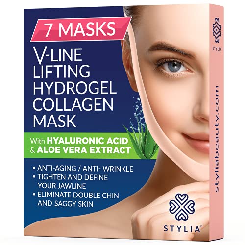 7 Piece V Line Shaping Face Masks – Lifting Hydrogel Collagen Mask with Aloe ...