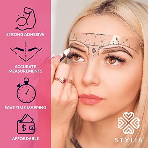 Disposable Eyebrow Ruler Stencils - Transparent Mapping Stickers for Microbla...