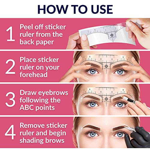 Disposable Eyebrow Ruler Stencils - Transparent Mapping Stickers for Microbla...