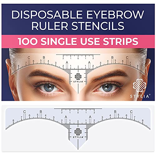 Disposable Eyebrow Ruler Stencils - Transparent Mapping Stickers for Microbla...