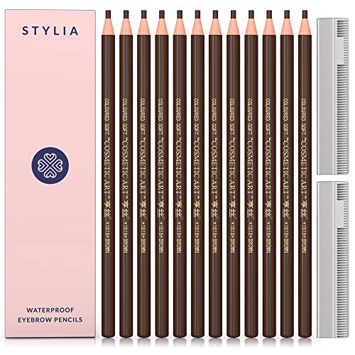 Microblading Supplies Waterproof Eyebrow Pencil - 12 Piece Brown Brow Mapping...