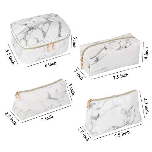 SUBANG 4 Pack Marble Makeup Bag Toiletry Bag Travel Bag Portable Cosmetic Bag...