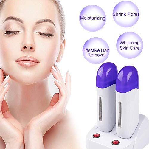 110V Double Depilatory Wax Warmer Waxing Kit for Women Men Coarse Hair Remova...