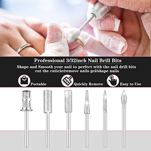 Subay Professional Nail Art Drill Bits Set 6PCS 3/32inch, Sanding Bands 300PC...