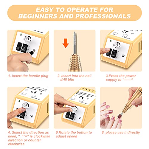 Subay Professional Nail Drill Machine for Acrylic Nails, Gel Nails, 20000RPM ...