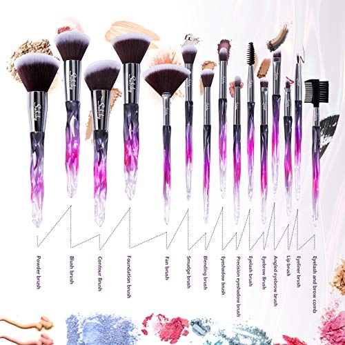 Subsky Makeup Brushes 22Pcs Sparkling Crystal Style Makeup Brushes Set with M...