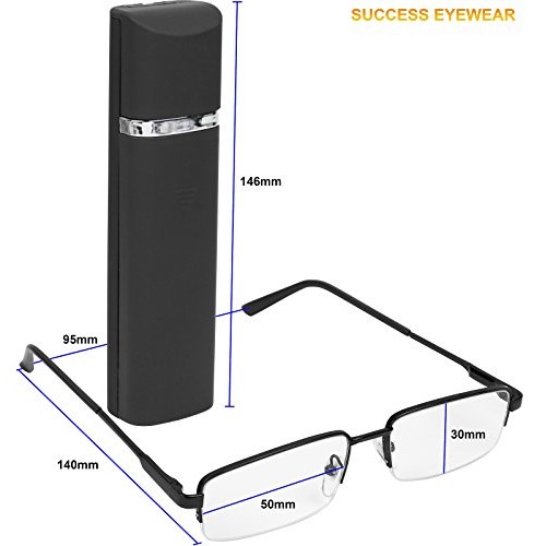 Reading Glasses 2 Pair Black and Brown with Cases Ultra Thin Lightweight Spri...