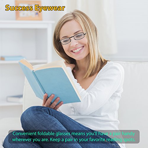 Reading Glasses 2 Pair Black and Gunmetal Readers Compact Folding Unisex Glas...