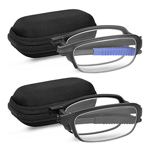 Reading Glasses 2 Pair Fashion Folding Readers with Cases Unisex Glasses for ...