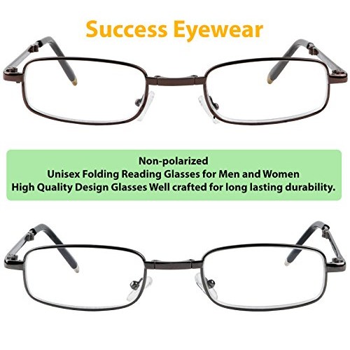 Reading Glasses Set of 2 Fashion Folding Readers with Leather Cases Brown and...