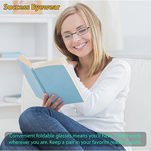 Reading Glasses Set of 2 Fashion Folding Readers with Leather Cases Brown and...