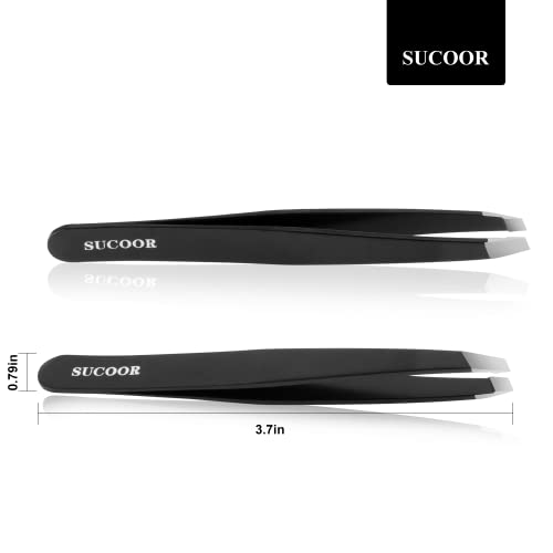 SUCOOR Tweezers,Professional Slant Tip Stainless Steel Eyebrow Tweezers,Great...