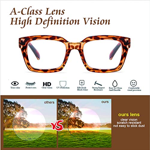 Suertree 4 pack Reading Glasses For Women, Oversized Square Eyewear Frame, Ey...