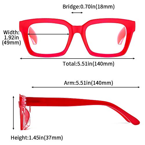 Suertree 4 pack Reading Glasses For Women, Oversized Square Eyewear Frame, Ey...