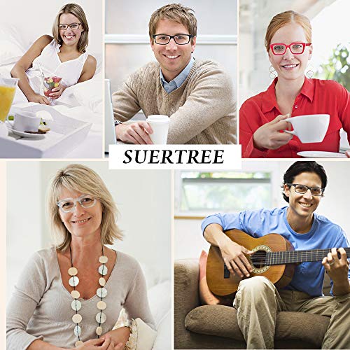 Suertree 4 pack Reading Glasses For Women, Oversized Square Eyewear Frame, Ey...
