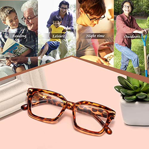 Suertree 4 pack Reading Glasses For Women, Oversized Square Eyewear Frame, Ey...