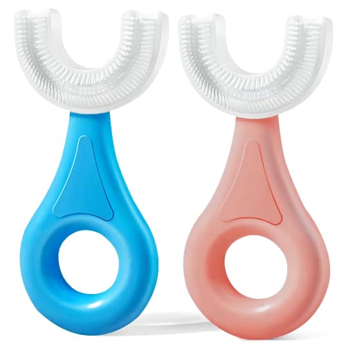 U-Shaped Toothbrush Kids 2 PCS - Toddler Toothbrush with Food Grade Soft Sili...